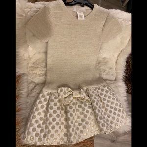 Sparkling white & gold party dress, impeccable, 6x